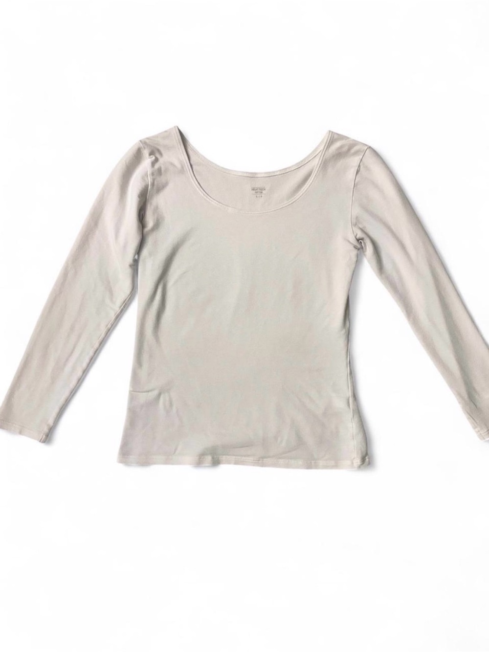 uniqlo heattech cotton scoop neck long sleeve shirt size S white - Picture 1 of 4